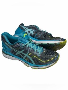 ASICS Women Lady Size 10 Running Shoes Teal Blue Green Lace Up Sneakers Sporty